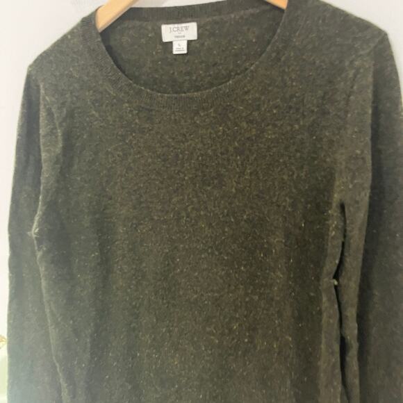 J. Crew Dark Green Wool Blend Teddie Sweater Size Large - Picture 2 of 6